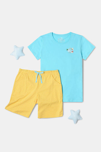 Buy Jockey Cotton Sleep Shorts Yellow Blue at Rs.799 online Nightwear online